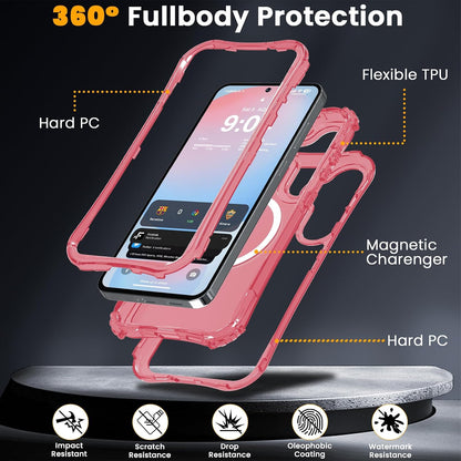 Magnetic Matte for Samsung Galaxy S26 FE Case,Samsung S25 FE Case [Fit for MagSafe][Military Grade Drop Protection] Translucent Shockproof Protective Phone Case-Peach Pink