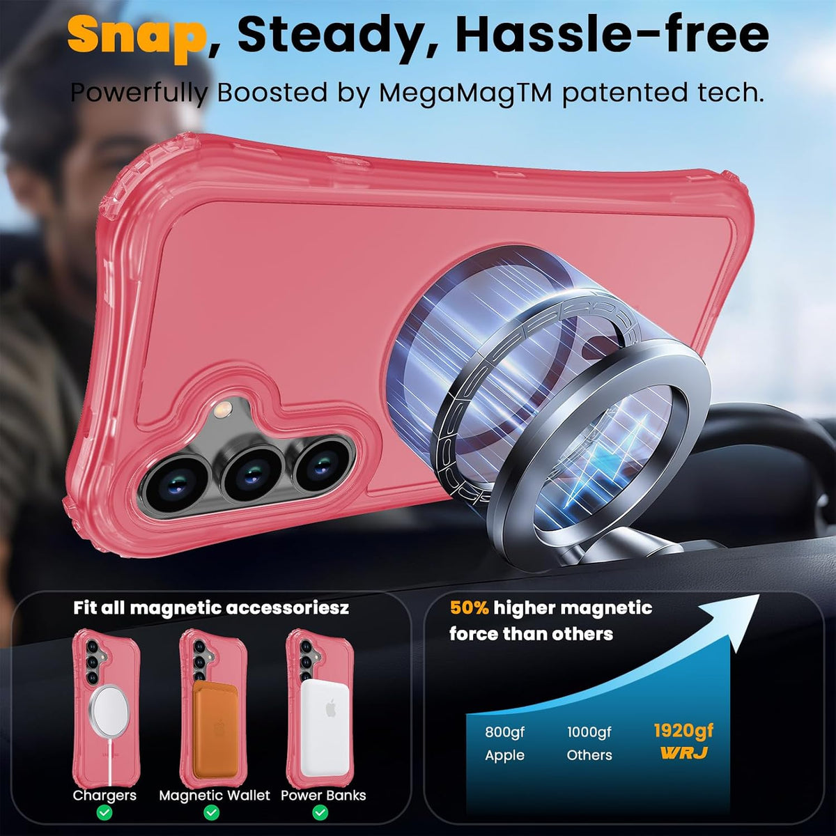 Magnetic Matte for Samsung Galaxy S26 FE Case,Samsung S25 FE Case [Fit for MagSafe][Military Grade Drop Protection] Translucent Shockproof Protective Phone Case-Peach Pink