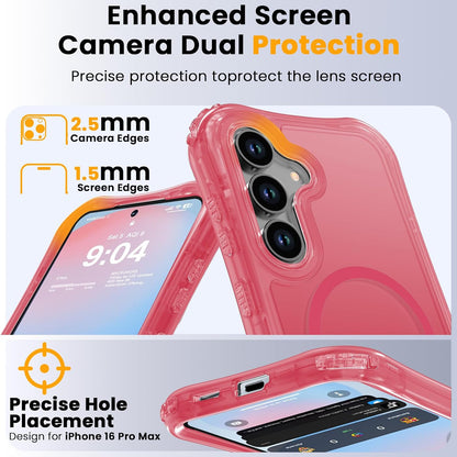 Magnetic Matte for Samsung Galaxy S26 FE Case,Samsung S25 FE Case [Fit for MagSafe][Military Grade Drop Protection] Translucent Shockproof Protective Phone Case-Peach Pink