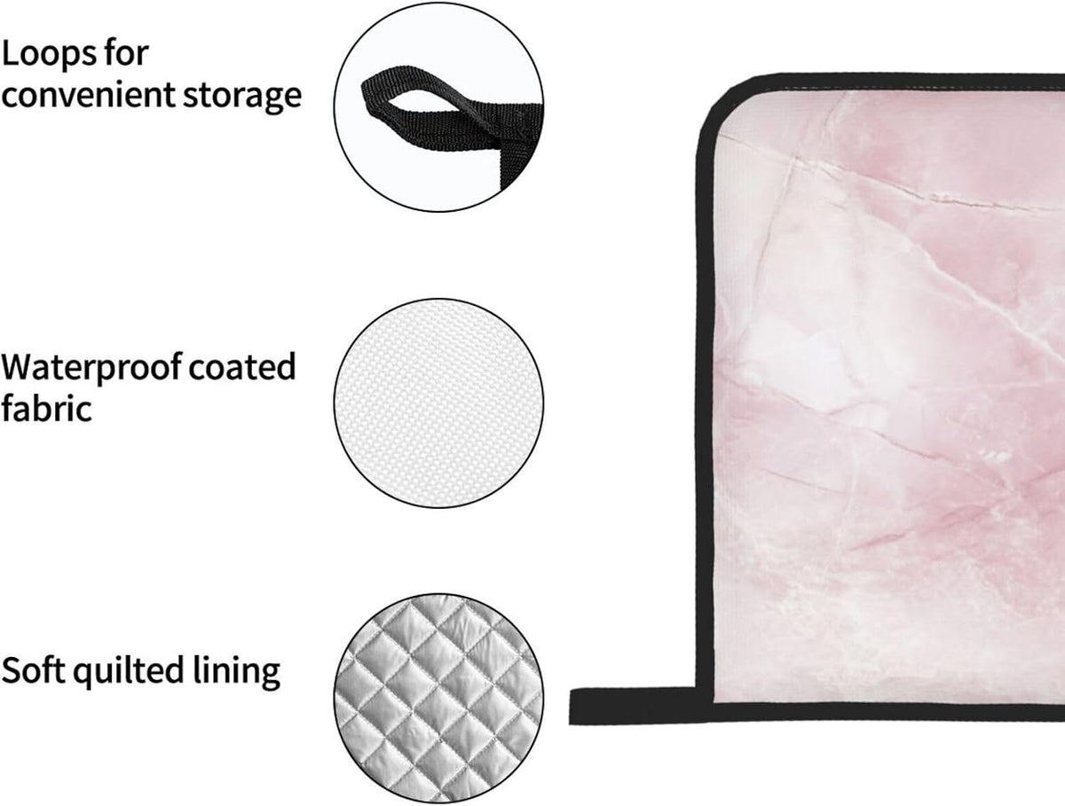 Oven Mitts and Pot Holders Set Light Pink Marble Abstract Heat Resistant Kitchen Gloves 2 Oven Mitts and 2 Pot Holders for Cooking Baking BBQ