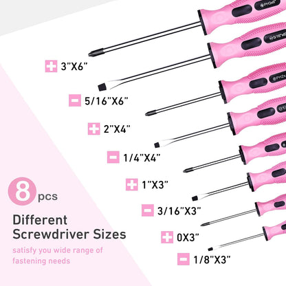 8-Piece Pink Magnetic Screwdrivers Set