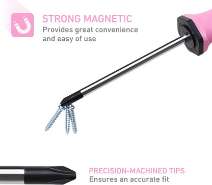 8-Piece Pink Magnetic Screwdrivers Set