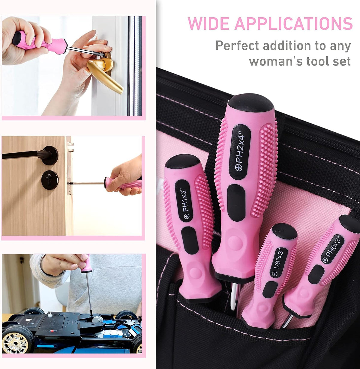 8-Piece Pink Magnetic Screwdrivers Set