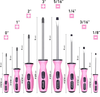 8-Piece Pink Magnetic Screwdrivers Set