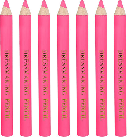 7pcs Fabric Markers for Sewing, Water Soluble Sewing Fabric Pencils with Tip Caps Tailors Chalk Tracing Supplies for Quilting Tailoring Embroidery Dressmakers DIY Crafts (Pink)