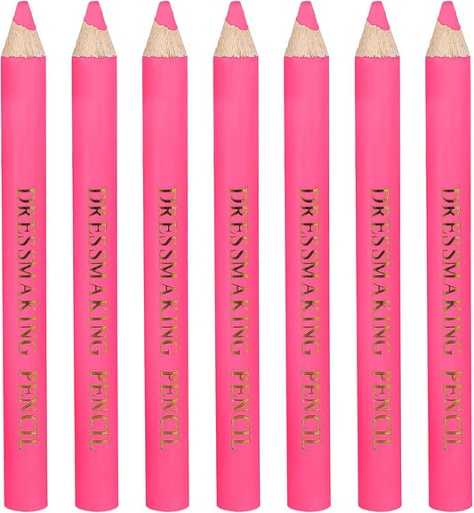 7pcs Fabric Markers for Sewing, Water Soluble Sewing Fabric Pencils with Tip Caps Tailors Chalk Tracing Supplies for Quilting Tailoring Embroidery Dressmakers DIY Crafts (Pink)