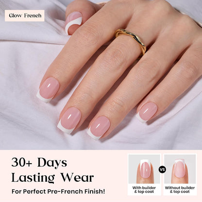 Beetles X Press Plus Gel Nail Kit, Pink French Short Square Press On Nails