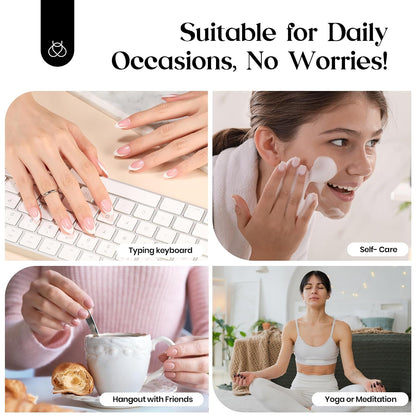 Beetles X Press Plus Gel Nail Kit, Pink French Short Square Press On Nails