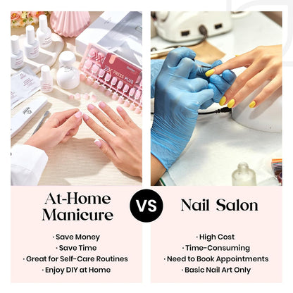 Beetles X Press Plus Gel Nail Kit, Pink French Short Square Press On Nails