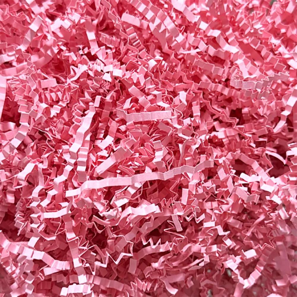 Crinkle Cut Paper Shred - 5.3 oz Fluffy Gift Box Filler, Basket Stuffing for Christmas, Wedding, Birthday | Decorative Packing Grass, Party Decorations (Pink)