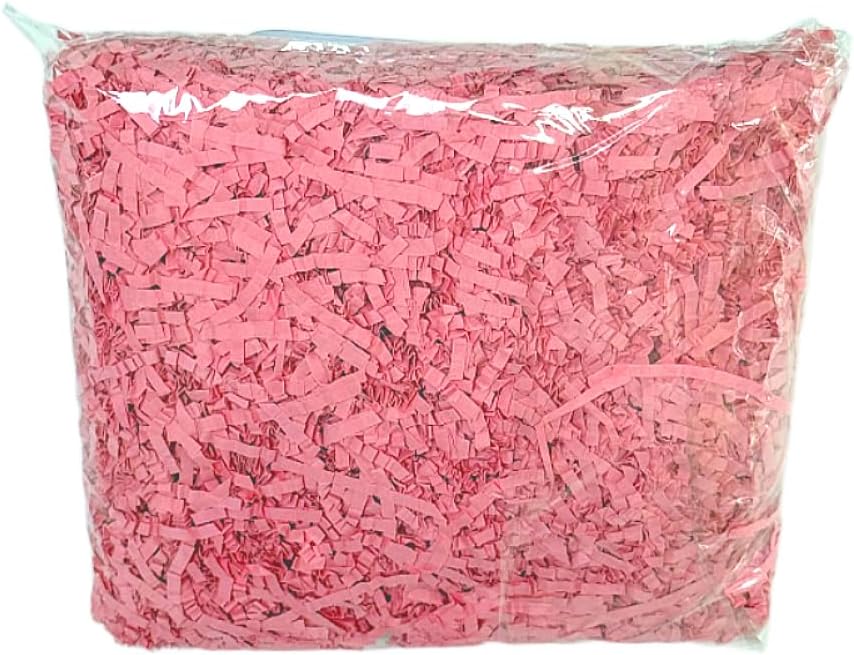 Crinkle Cut Paper Shred - 5.3 oz Fluffy Gift Box Filler, Basket Stuffing for Christmas, Wedding, Birthday | Decorative Packing Grass, Party Decorations (Pink)