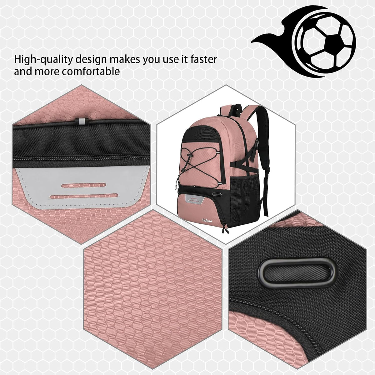 Goloni 30L Sports Backpack with Ball Compartment & Ventilated Shoe Pocket,Basketball Soccer Bag for Youth Boys Girls