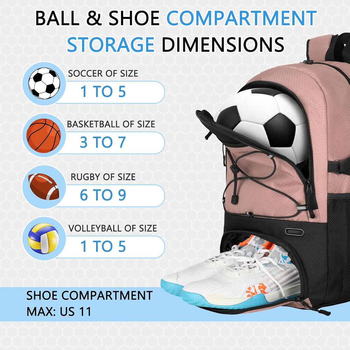 Goloni 30L Sports Backpack with Ball Compartment & Ventilated Shoe Pocket,Basketball Soccer Bag for Youth Boys Girls
