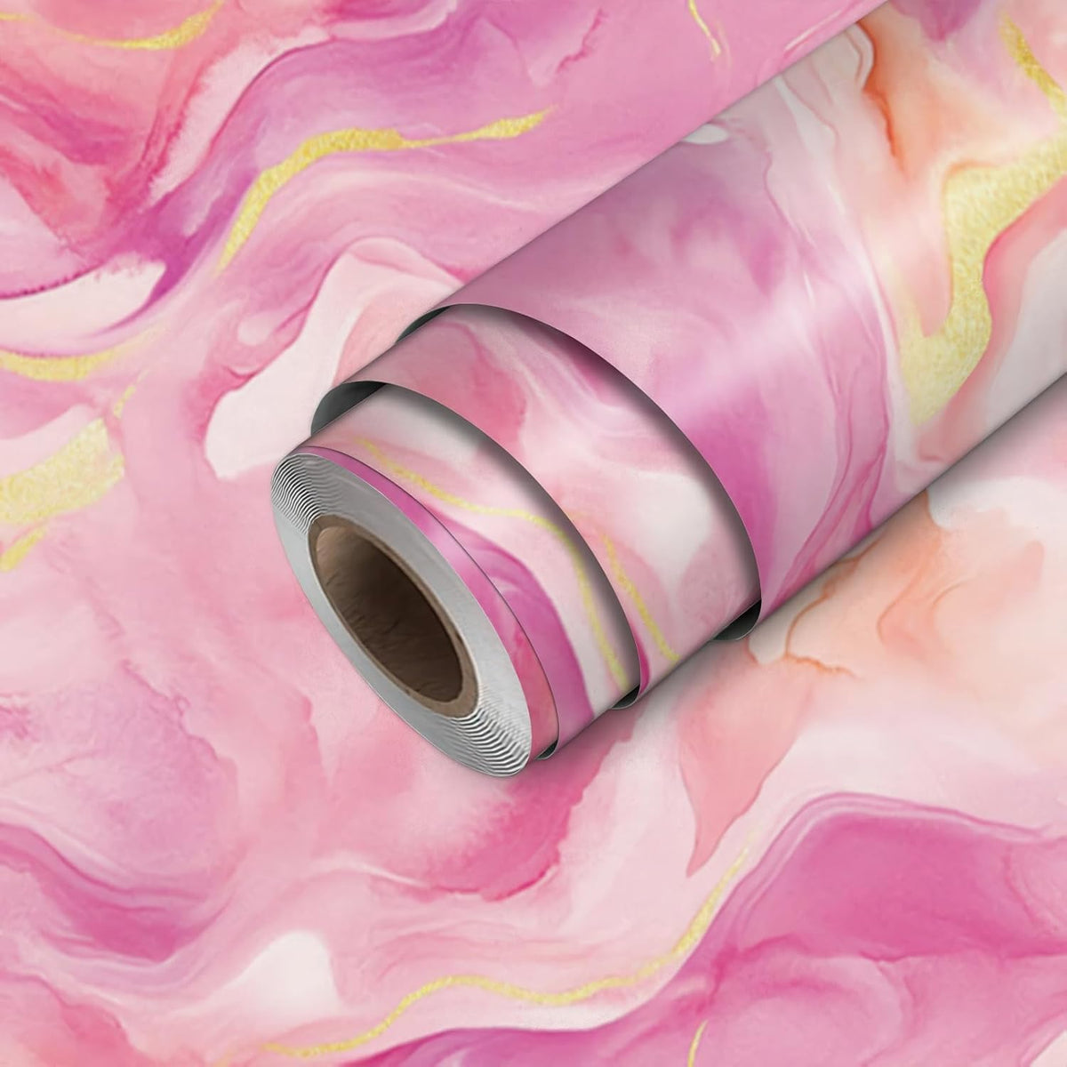 Pink Gold Marble Peel Stick Wallpaper 118.1x17.7 Inch Vinyl