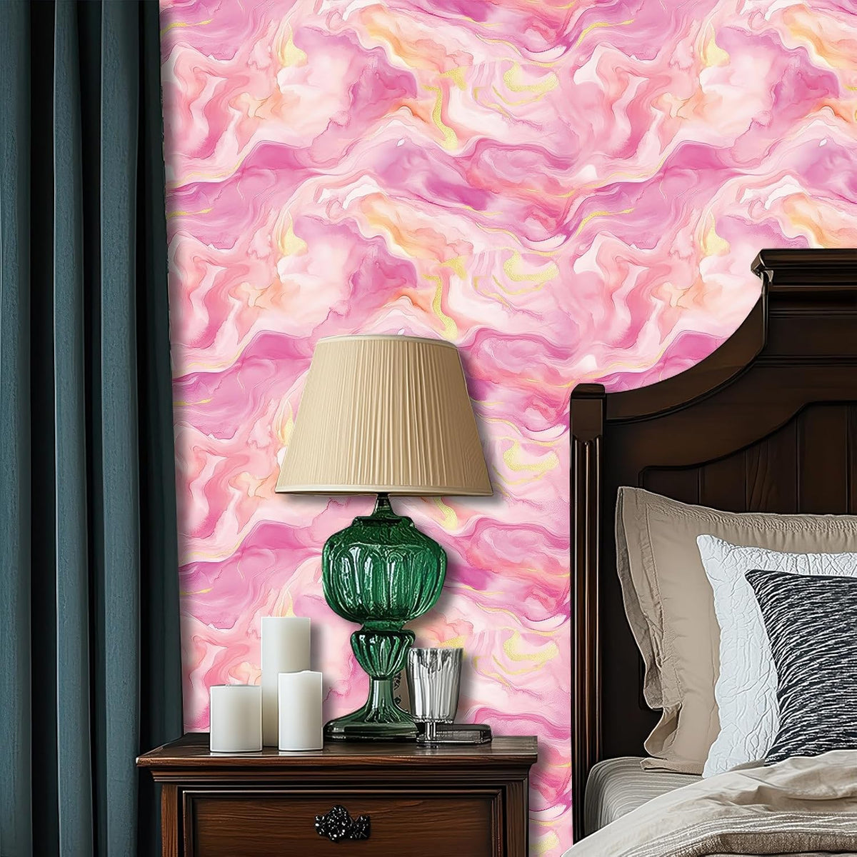 Pink Gold Marble Peel Stick Wallpaper 118.1x17.7 Inch Vinyl