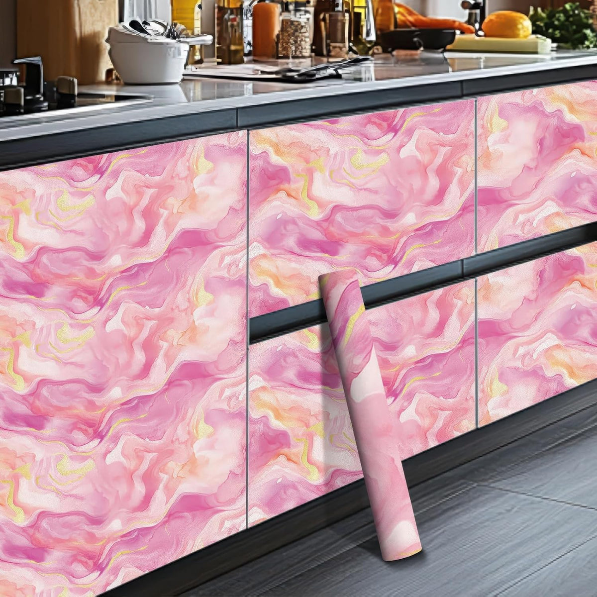 Pink Gold Marble Peel Stick Wallpaper 118.1x17.7 Inch Vinyl