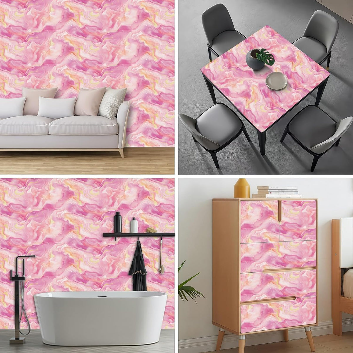 Pink Gold Marble Peel Stick Wallpaper 118.1x17.7 Inch Vinyl