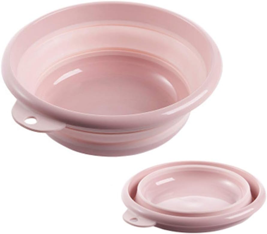 Jkhome Collapsible Wash Basin Folding Dishpan Dish Bowl Washing Tub Set of 1 (Pink - Size Small)