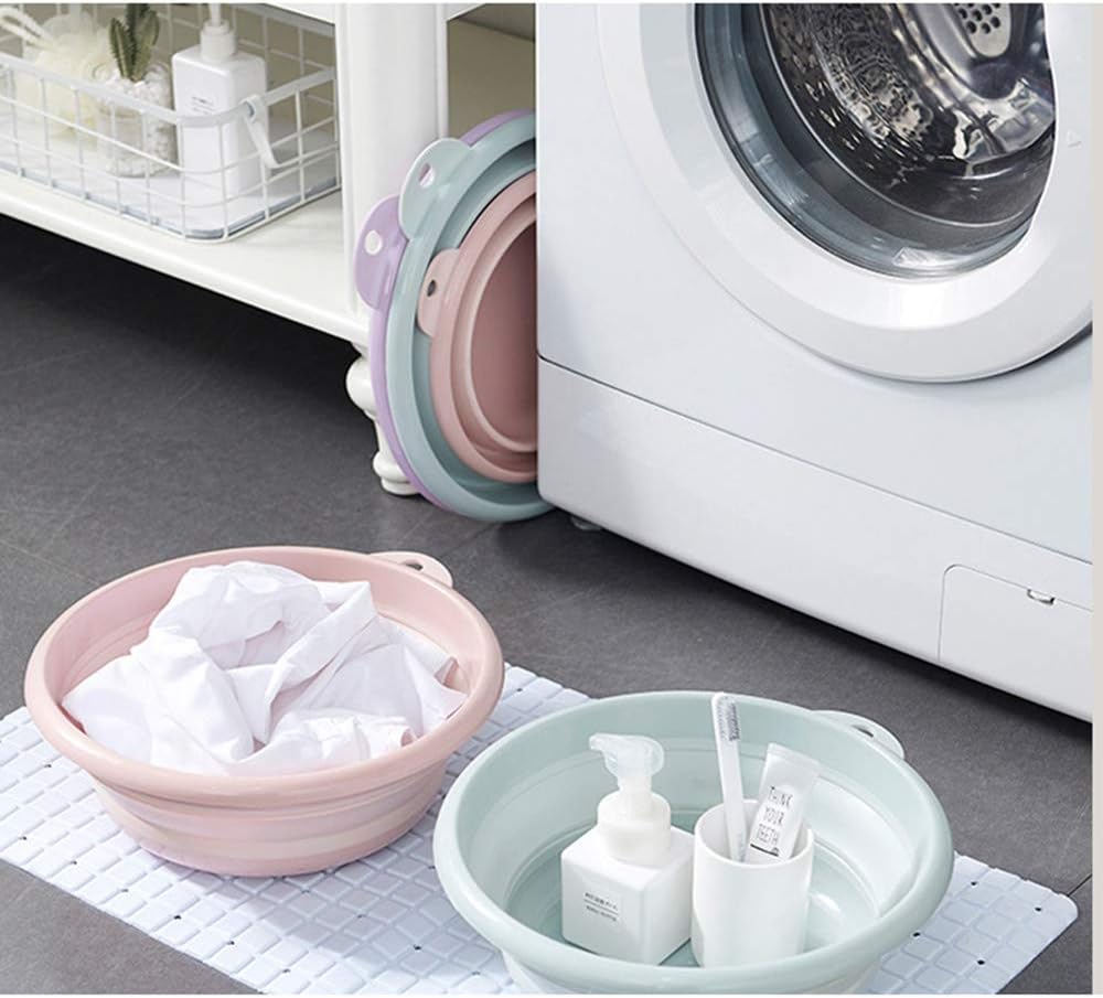 Jkhome Collapsible Wash Basin Folding Dishpan Dish Bowl Washing Tub Set of 1 (Pink - Size Small)