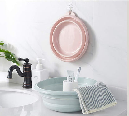Jkhome Collapsible Wash Basin Folding Dishpan Dish Bowl Washing Tub Set of 1 (Pink - Size Small)