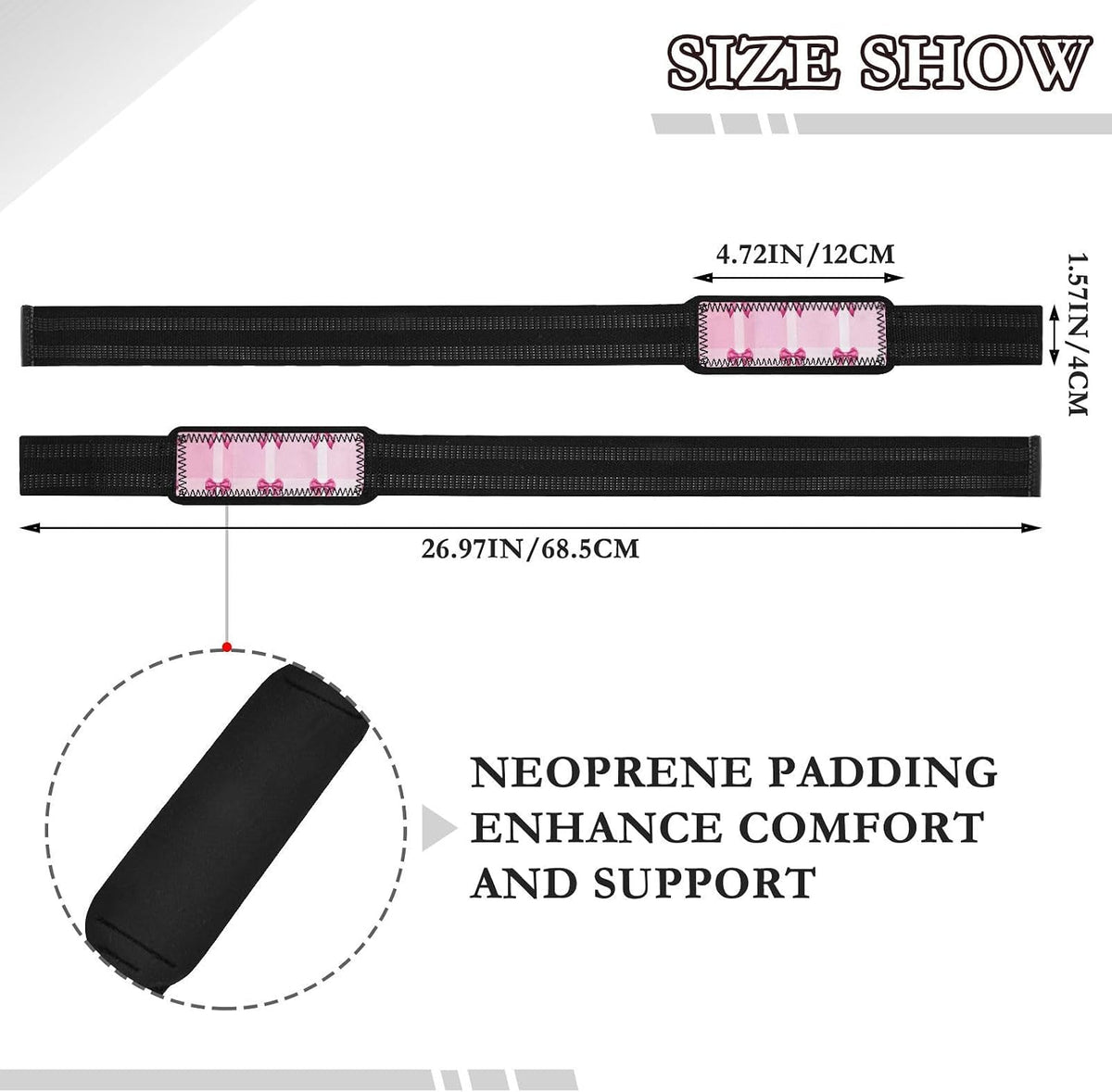 Cute Pink Bows Lifting Straps for Weightlifting,Wrist Straps with Thick Neoprene Padding,Pro Heavy Duty Gym Wrist Wraps for Powerlifting, Bodybuilding & Strength Training