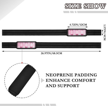 Cute Pink Bows Lifting Straps for Weightlifting,Wrist Straps with Thick Neoprene Padding,Pro Heavy Duty Gym Wrist Wraps for Powerlifting, Bodybuilding & Strength Training