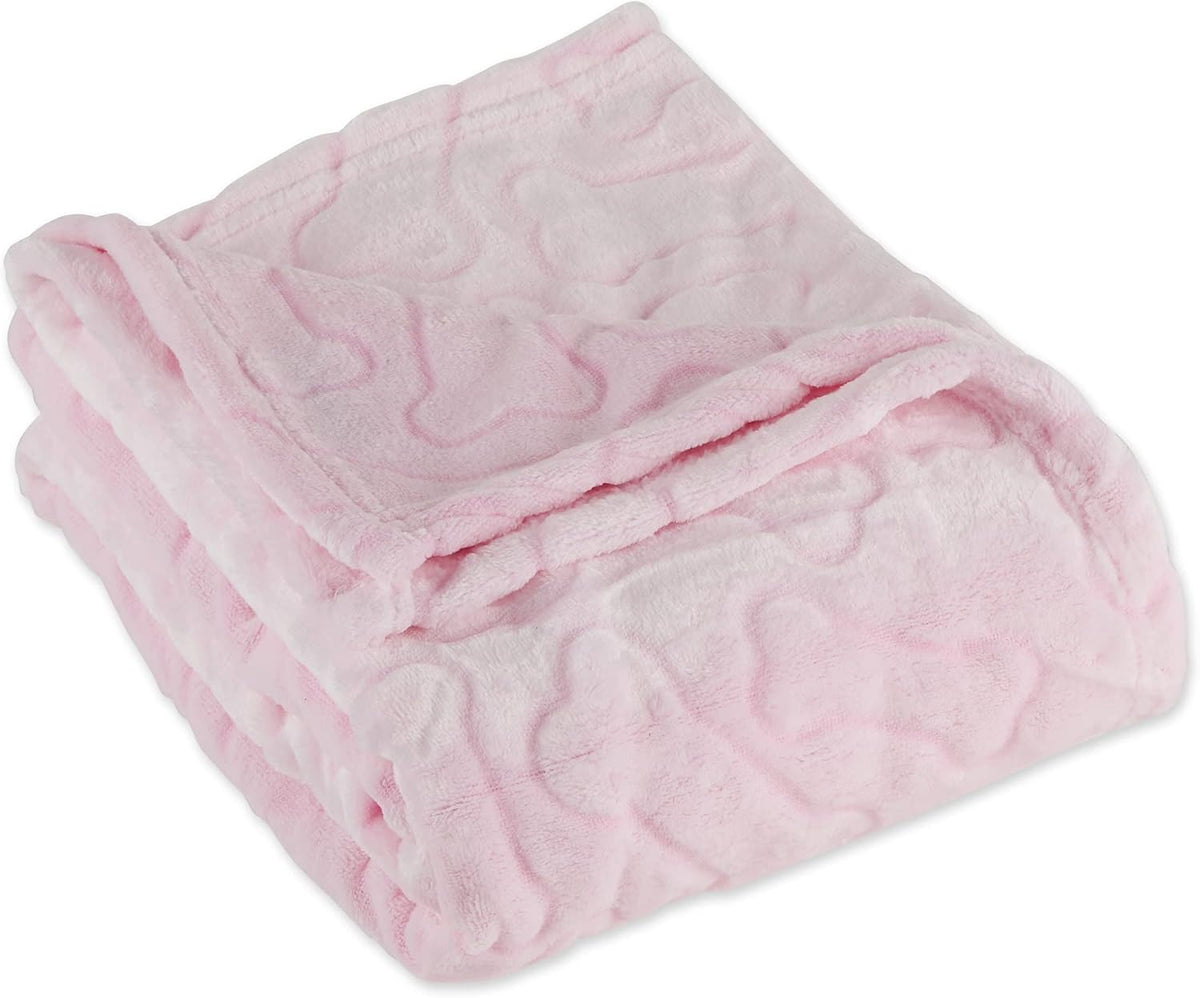 Embossed Bone Print Pet Blanket, Pink, 36x48"
