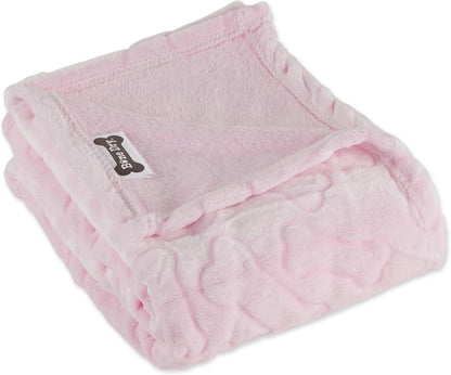 Embossed Bone Print Pet Blanket, Pink, 36x48"
