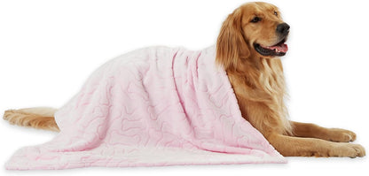 Embossed Bone Print Pet Blanket, Pink, 36x48"