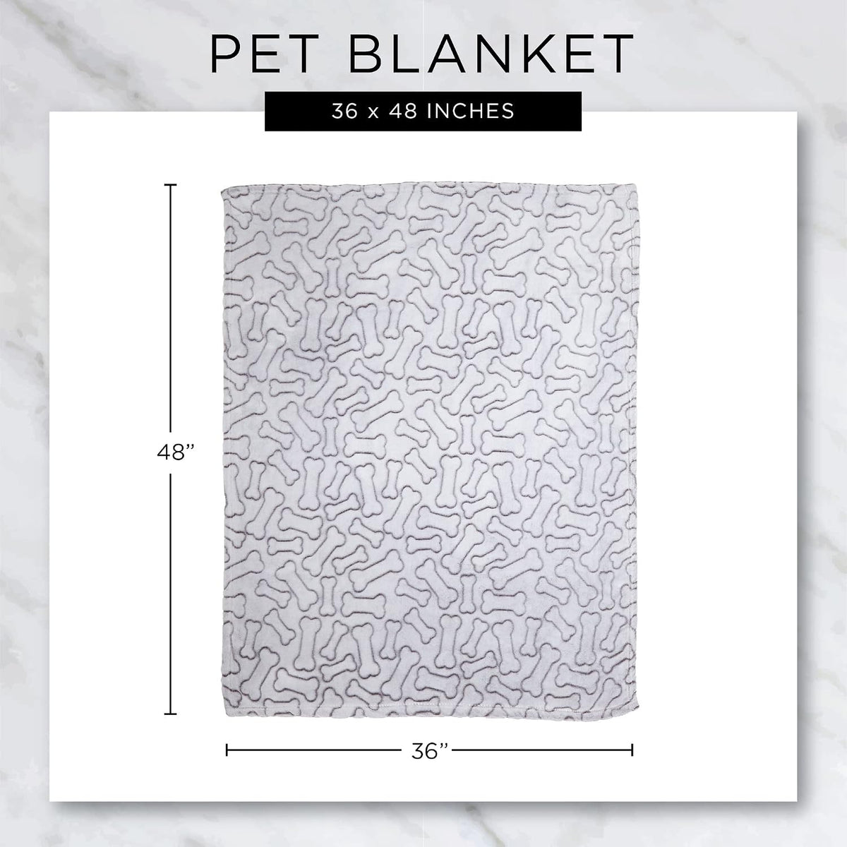 Embossed Bone Print Pet Blanket, Pink, 36x48"