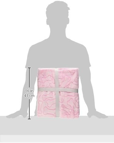 Embossed Bone Print Pet Blanket, Pink, 36x48"