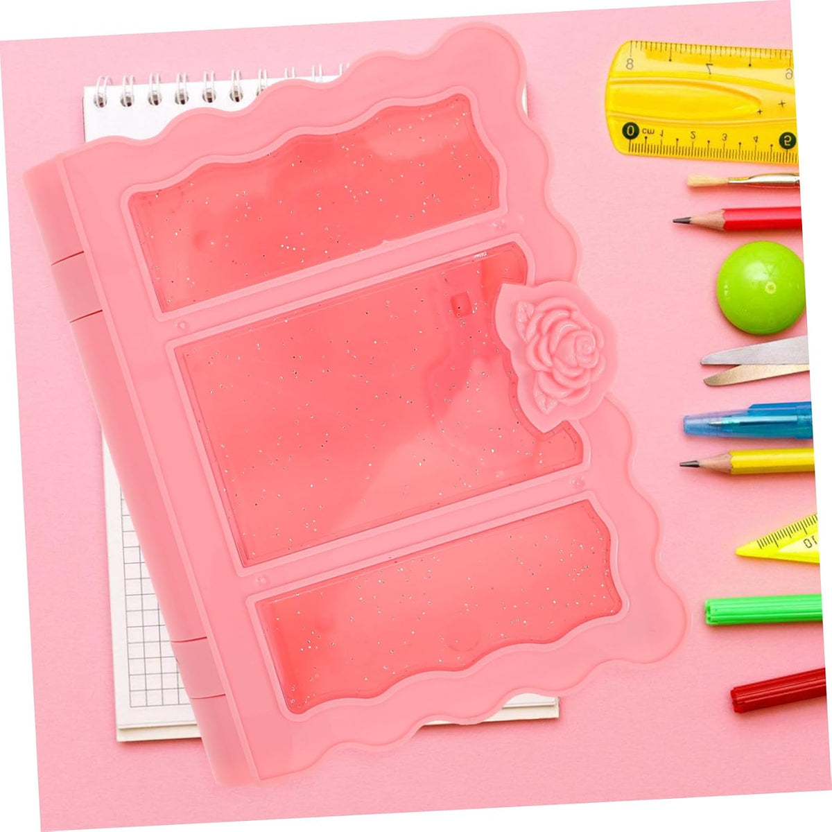 2pcs Nordic Style Decorative Book Storage Box Faux Book Keepsake Organizer for Home Decor Boy Girl's Room and Office Elegant Carved Design Pink