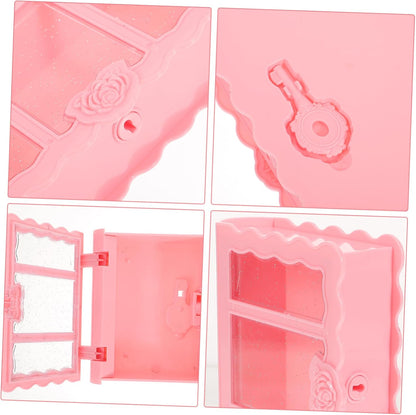 2pcs Nordic Style Decorative Book Storage Box Faux Book Keepsake Organizer for Home Decor Boy Girl's Room and Office Elegant Carved Design Pink