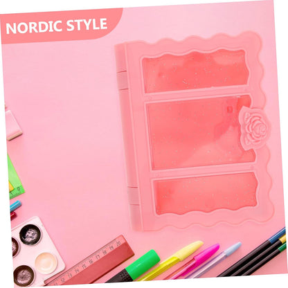 2pcs Nordic Style Decorative Book Storage Box Faux Book Keepsake Organizer for Home Decor Boy Girl's Room and Office Elegant Carved Design Pink