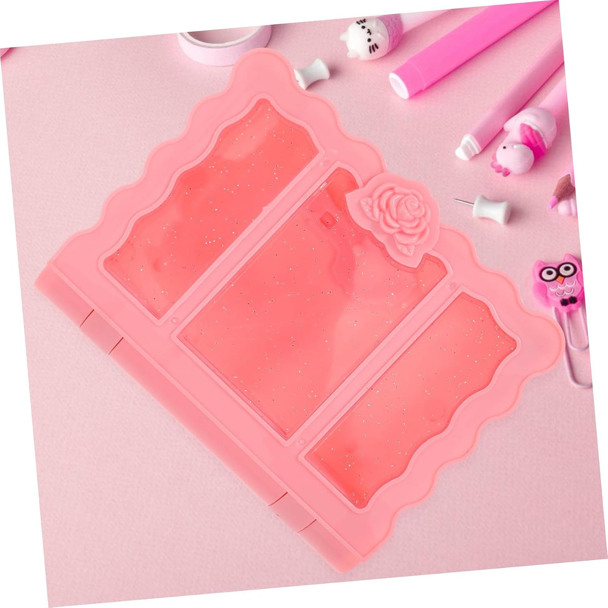 2pcs Nordic Style Decorative Book Storage Box Faux Book Keepsake Organizer for Home Decor Boy Girl's Room and Office Elegant Carved Design Pink