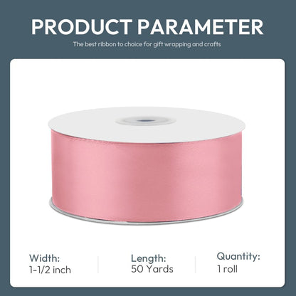 1-1/2" x 50 Yards Pink Satin Ribbon Crafts Gift Wrapping