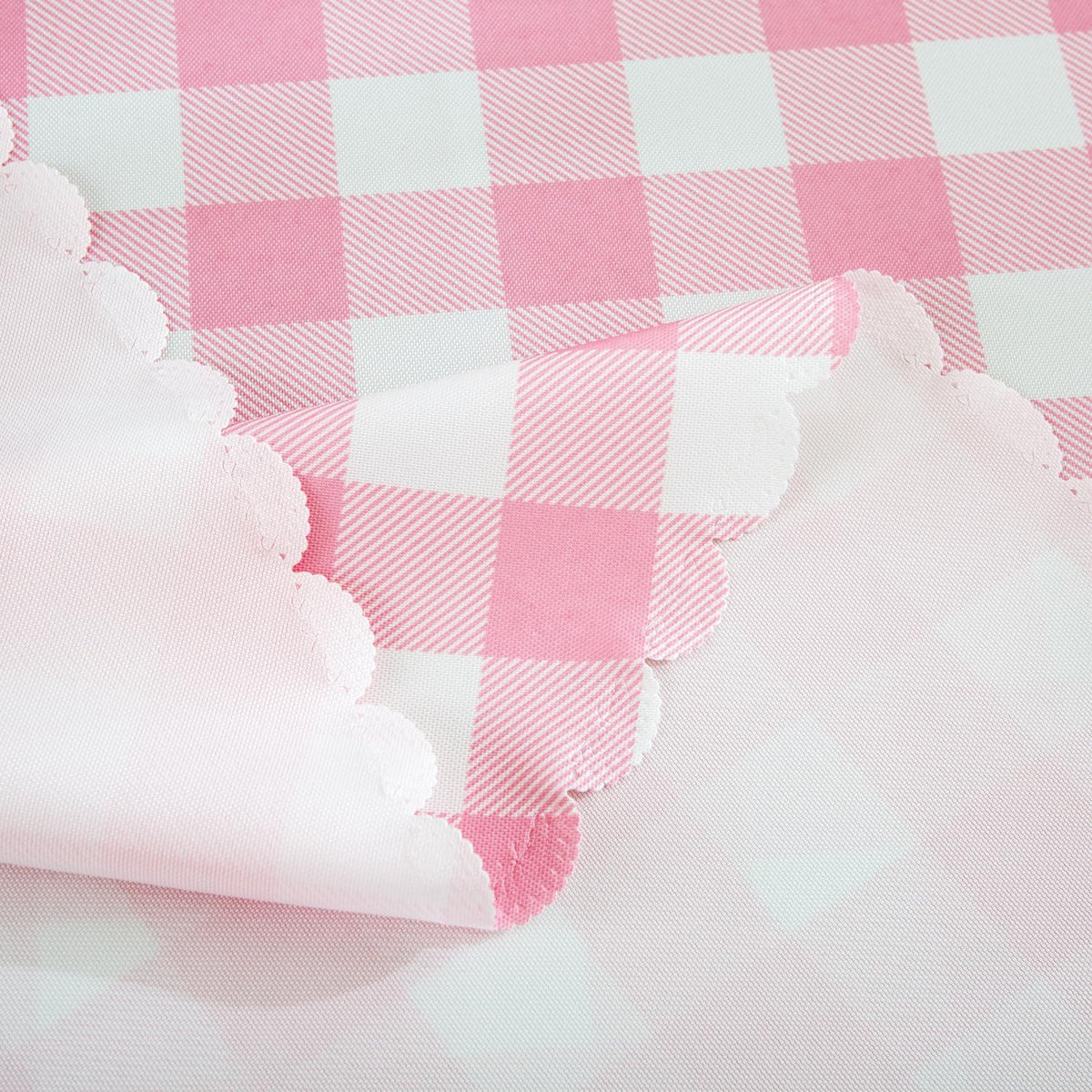Pink Gingham Round Tablecloth-Checkered Table Cloth Waterproof Kitchen & Table Linens-Polyester Buffalo Plaid Wrinkle Free Table Cover(Baby Pink 60R inch)