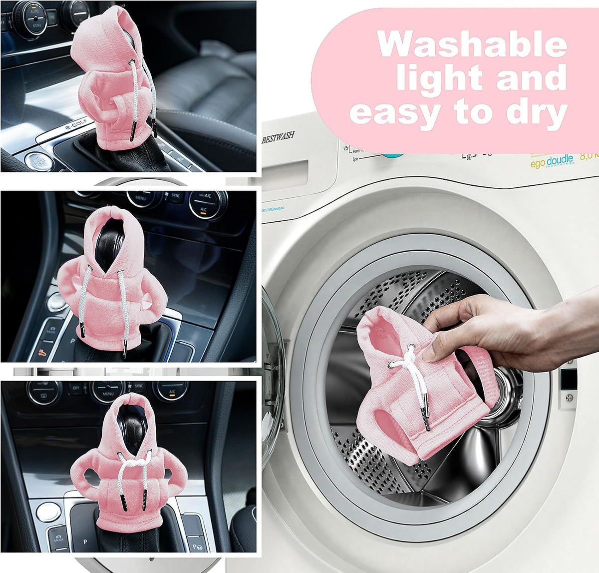 SLLAK Gear Shift Hoodie, Universal Car Shift Knob Cover, Mini Hoodie for Car Shifter, Automotive Interior Cute Gadgets, Car Accessories and Decorations for Women