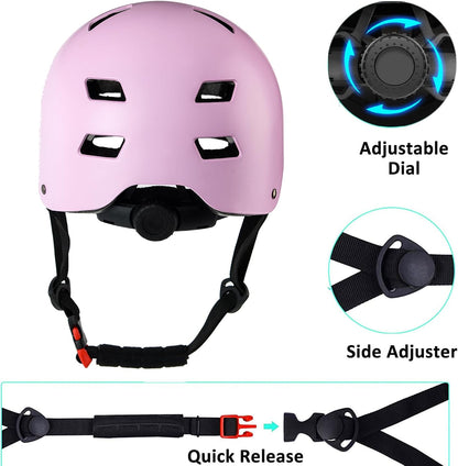 Skateboard Bike Helmet,3 Sizes for Adults Youth Teen Kids Toddler