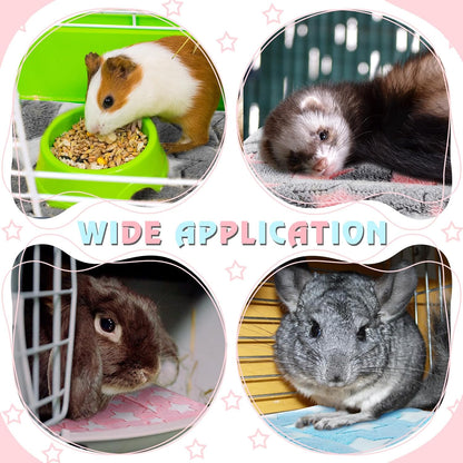 Haull 4 Pcs Waterproof Guinea Pig Bedding Soft Dog Cat Bed Crate Mat Small Animal Plush Cage Liners Rabbit Bunny Kennel Pad Reversible Cozy Pee Thickened Hamster Pad(Cute Star,13 x 10 Inch)