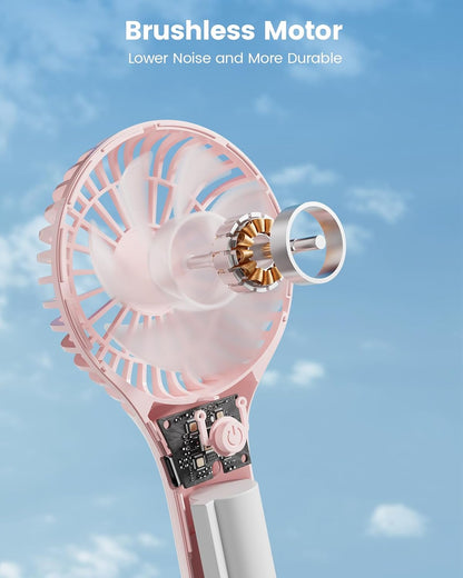 Portable Mini Fan - Powerful Personal Handheld Fan with 3 Speeds, Cute and Small, USB Rechargeable for Travel/Lash/Makeup/Outdoor/Home, Pink