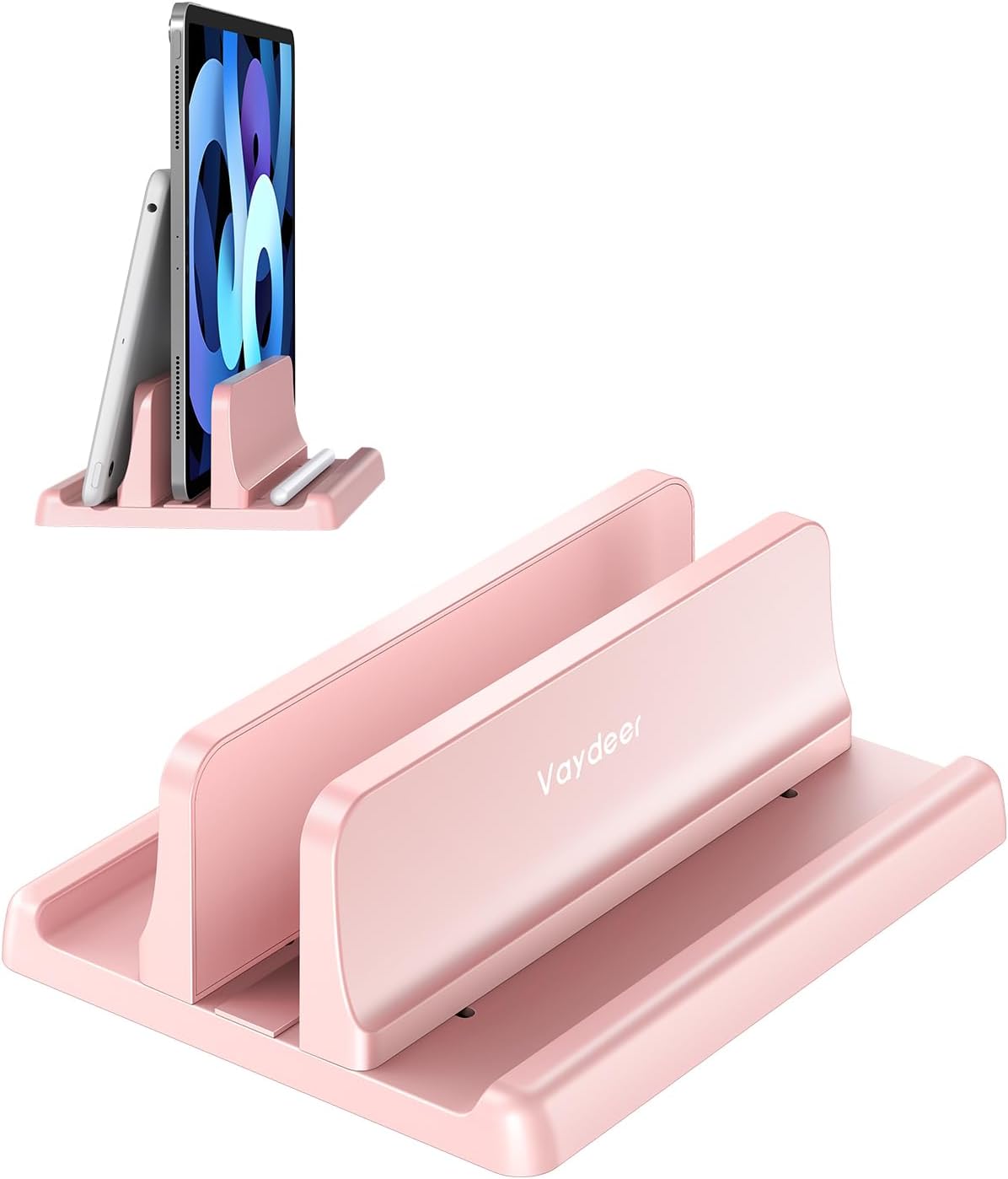 Vertical Laptop Stand Holder Plastic Adjustable Desktop Notebook Dock Space-Saving 3 in 1 for All MacBook Pro Air, Mac, HP, Dell, Microsoft Surface, Lenovo, up to 17.3 inches (Pink)