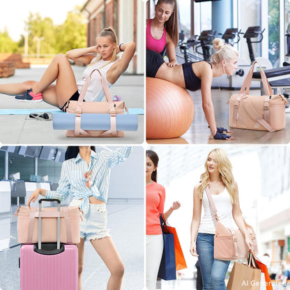 Women's Yoga Bag with Shoe Pouch,Travel Bag for Gym Workout Daily
