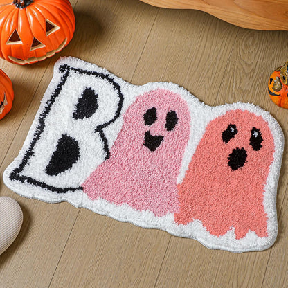 Pink Halloween Decor Cute Ghost Bath Rug Decorative Boo mat