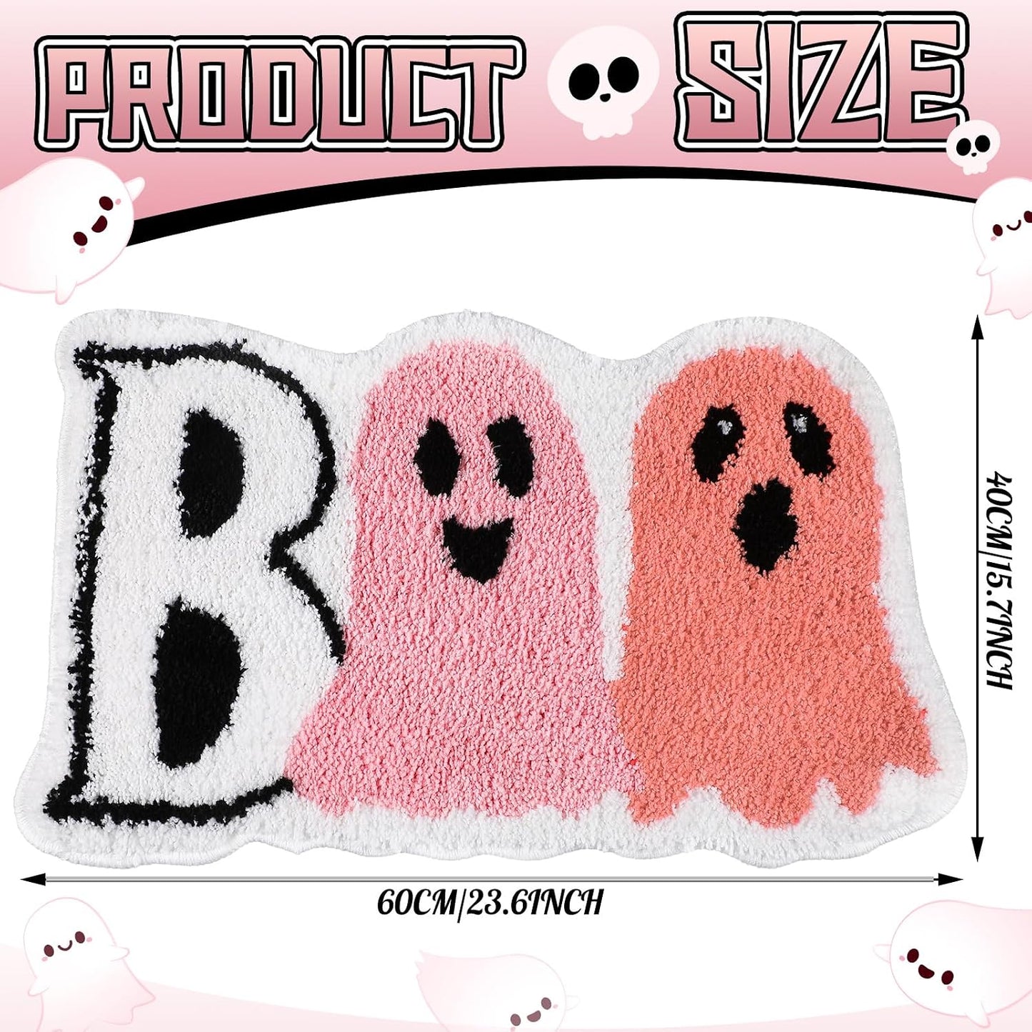 Pink Halloween Decor Cute Ghost Bath Rug Decorative Boo mat