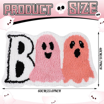 Pink Halloween Decor Cute Ghost Bath Rug Decorative Boo mat