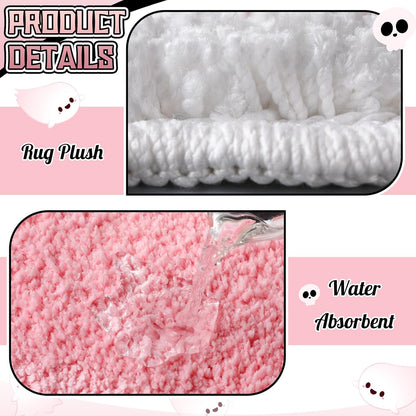 Pink Halloween Decor Cute Ghost Bath Rug Decorative Boo mat