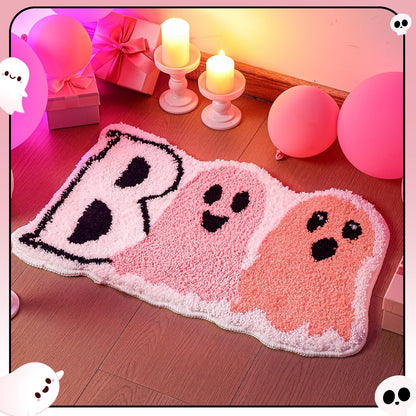 Pink Halloween Decor Cute Ghost Bath Rug Decorative Boo mat