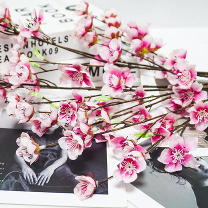 4pcs Artificial Cherry Blossom Flowers 28‘’ Tall Silk Cherry Blossom Branches Faux Pink Peach Stems for Wedding Home Garden Vase Decor
