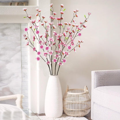 4pcs Artificial Cherry Blossom Flowers 28‘’ Tall Silk Cherry Blossom Branches Faux Pink Peach Stems for Wedding Home Garden Vase Decor